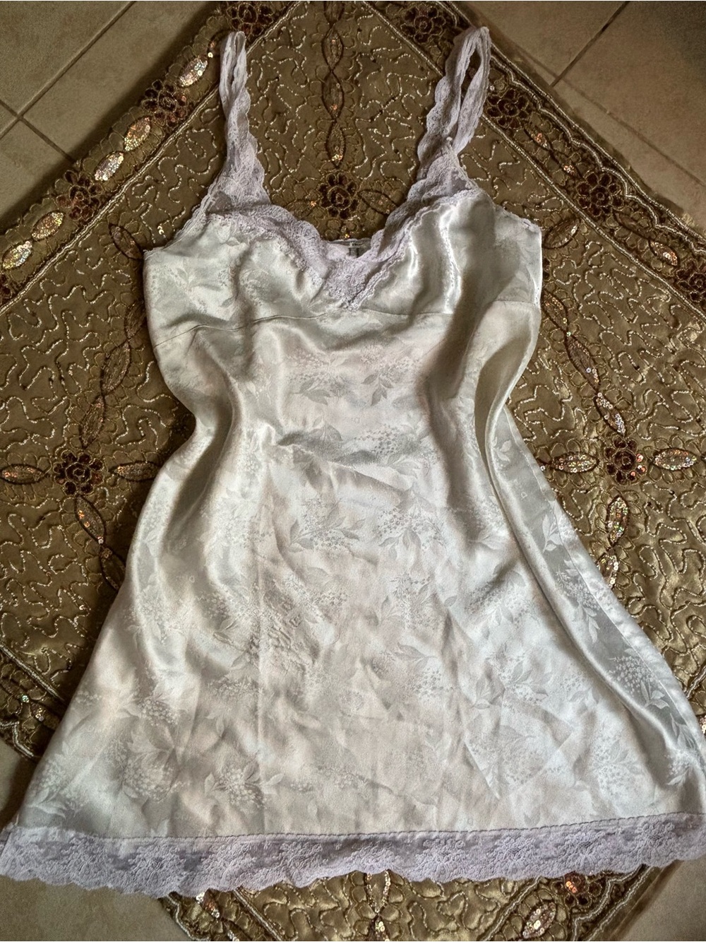 Dior Ivory Satin Lace-Trim Slip